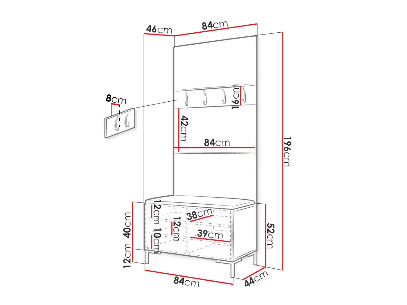 Set za hodnik Tivsoa 102 (Eko koža Soft 017)