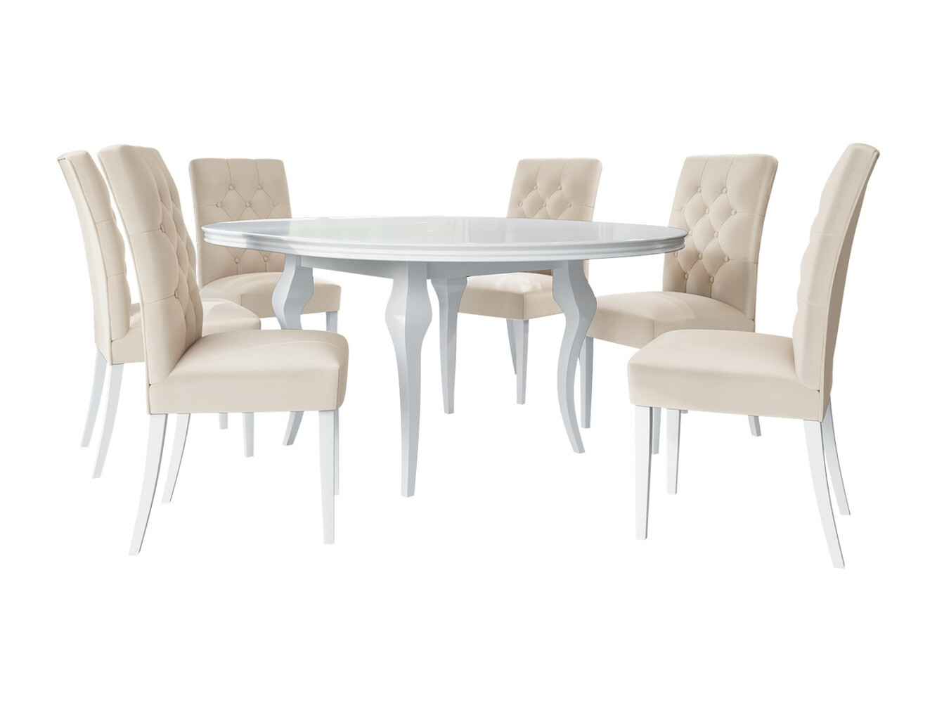 Trpezarijski set Racine 129 (Sjajno belo + Magic Velvet 2250)