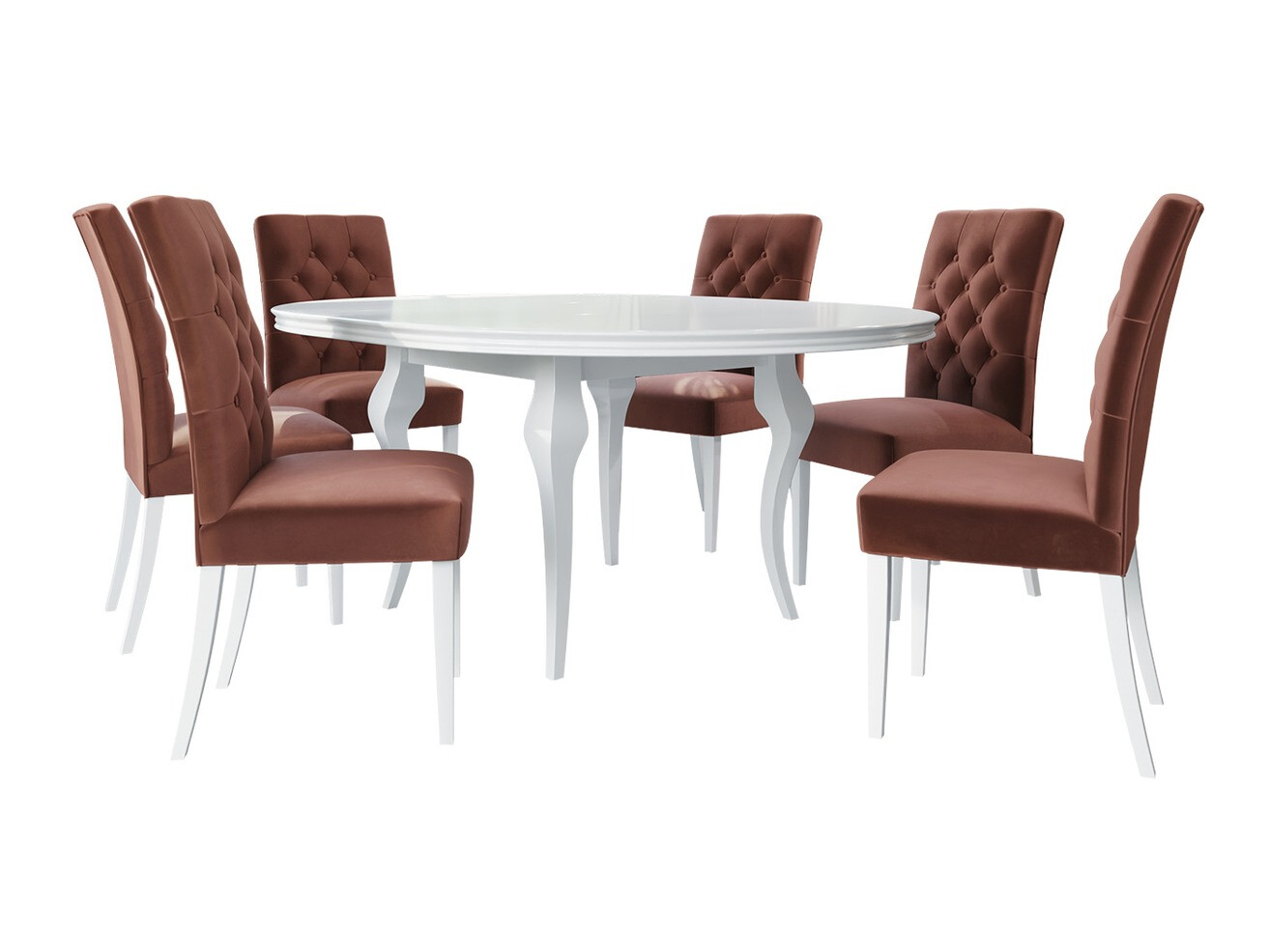 Trpezarijski set Racine 129 (Sjajno belo + Magic Velvet 2258)