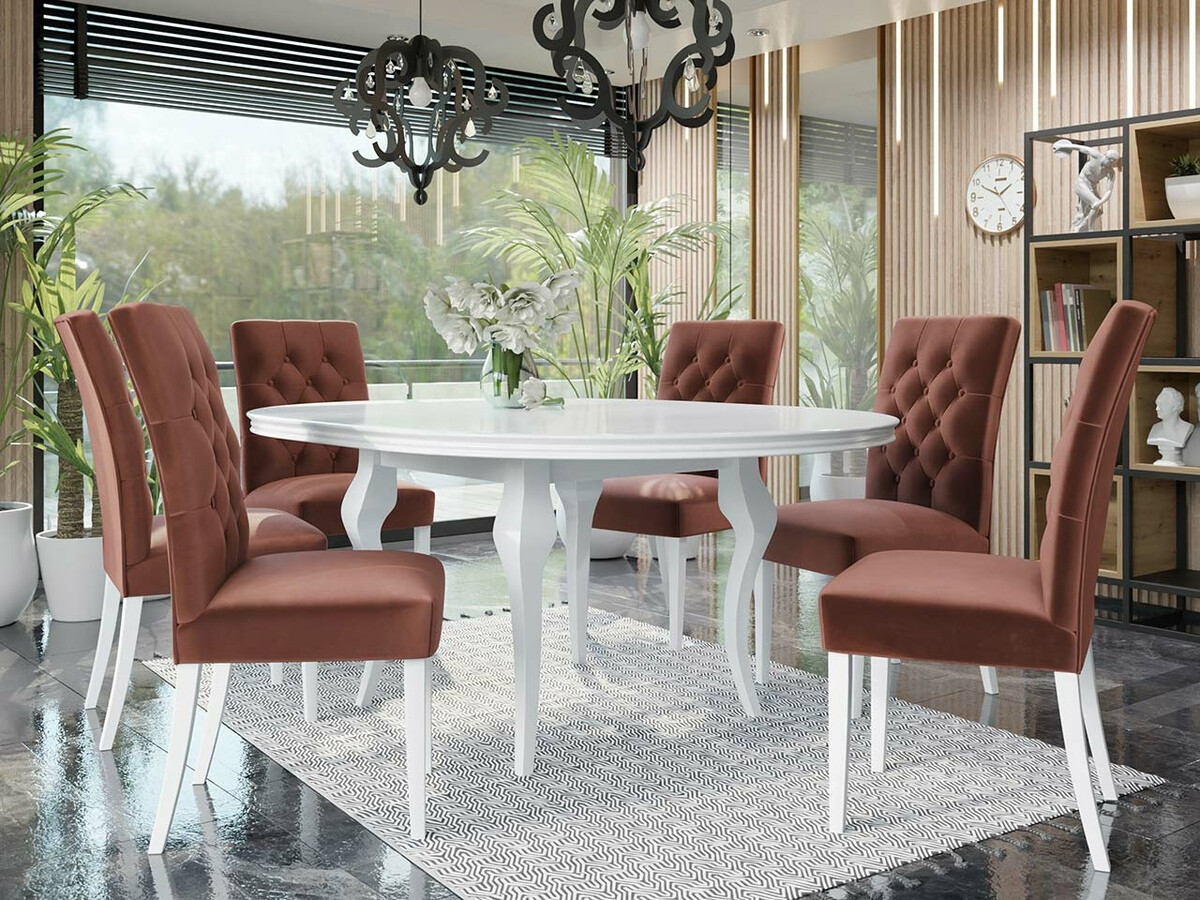 Trpezarijski set Racine 129 (Sjajno belo + Magic Velvet 2258)