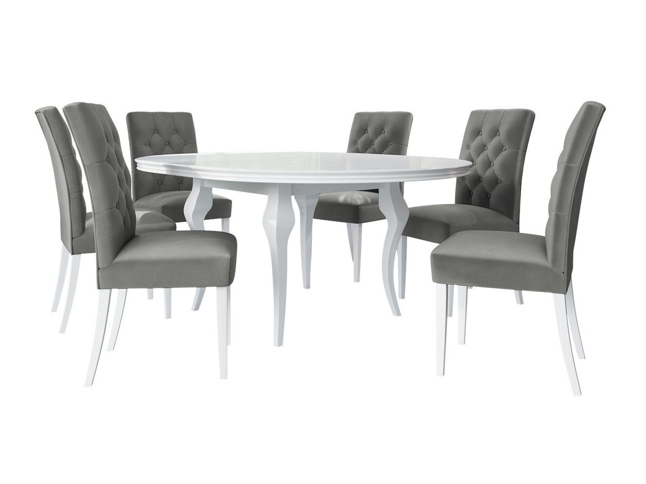 Trpezarijski set Racine 138 (Sjajno belo + Magic Velvet 2217)