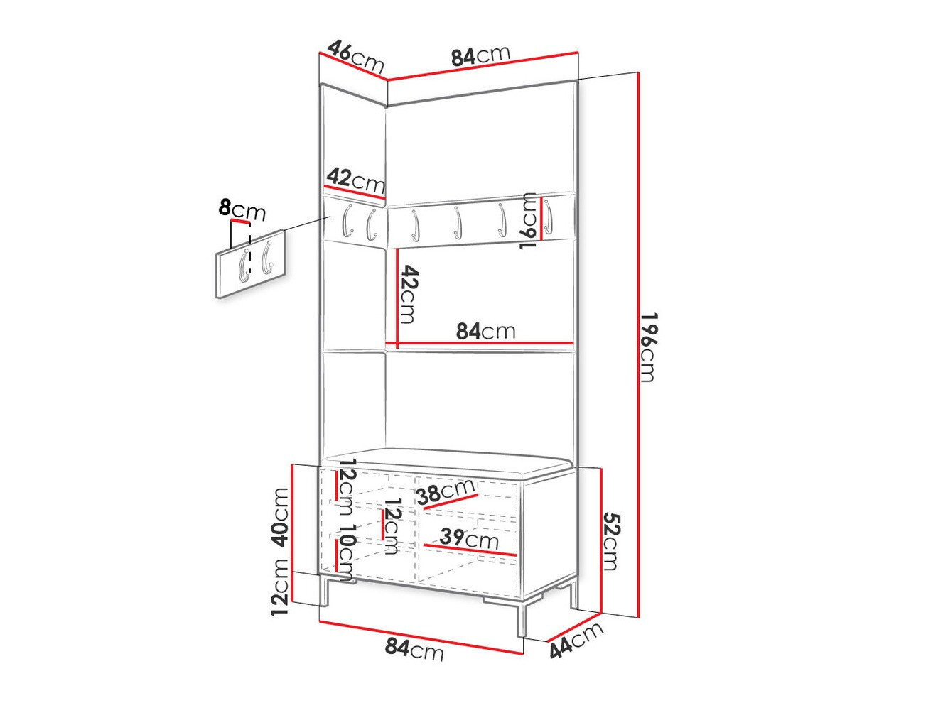 Set za hodnik Nomal IV (Belo)