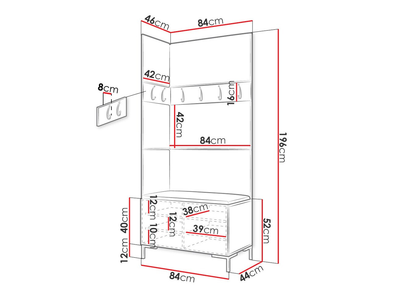 Set za hodnik Tivsoa 103 (Belo)