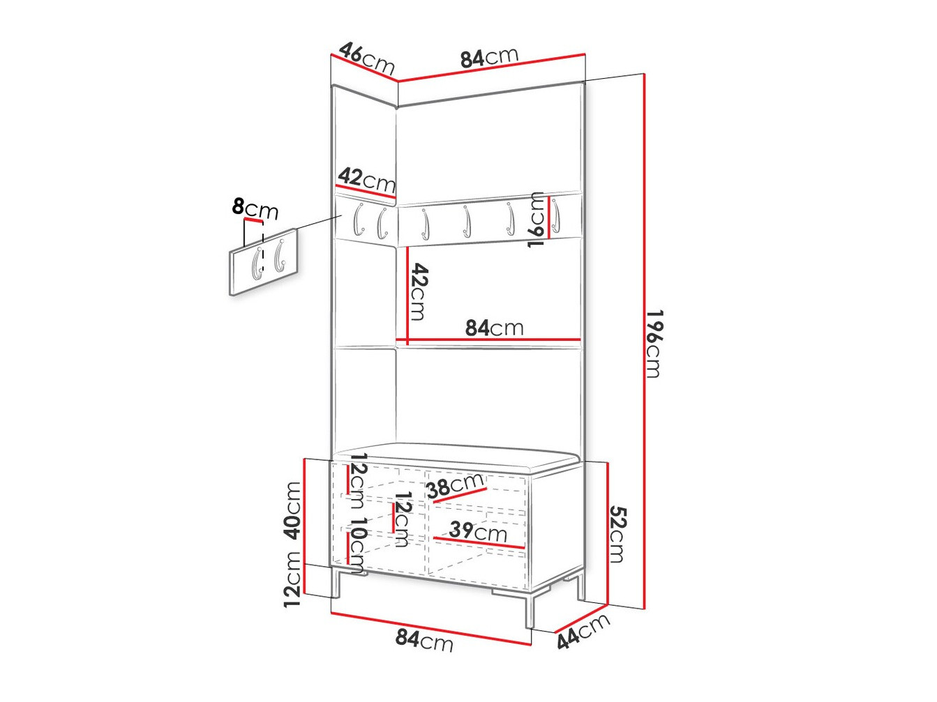 Set za hodnik Tivsoa 103 (Belo)