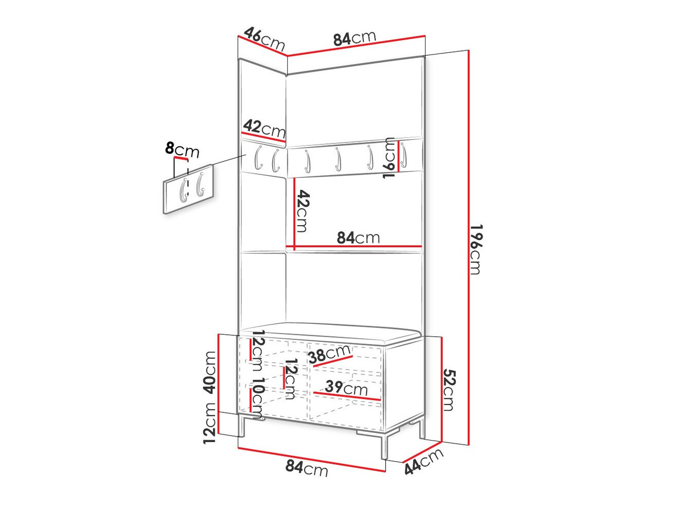 Set za hodnik Tivsoa 103 (Belo)