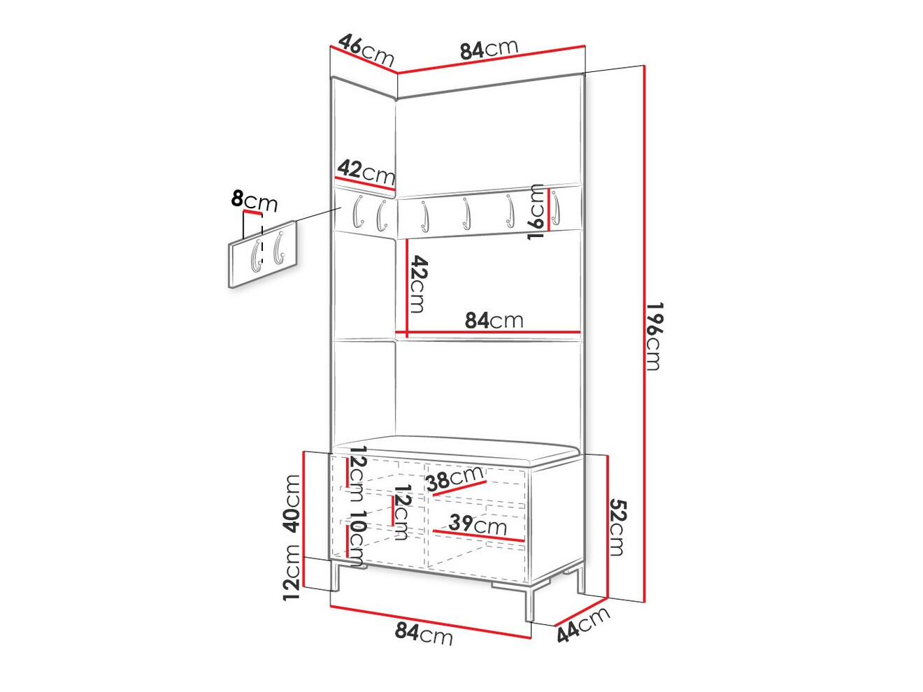Set za hodnik Tivsoa 103 (Belo)