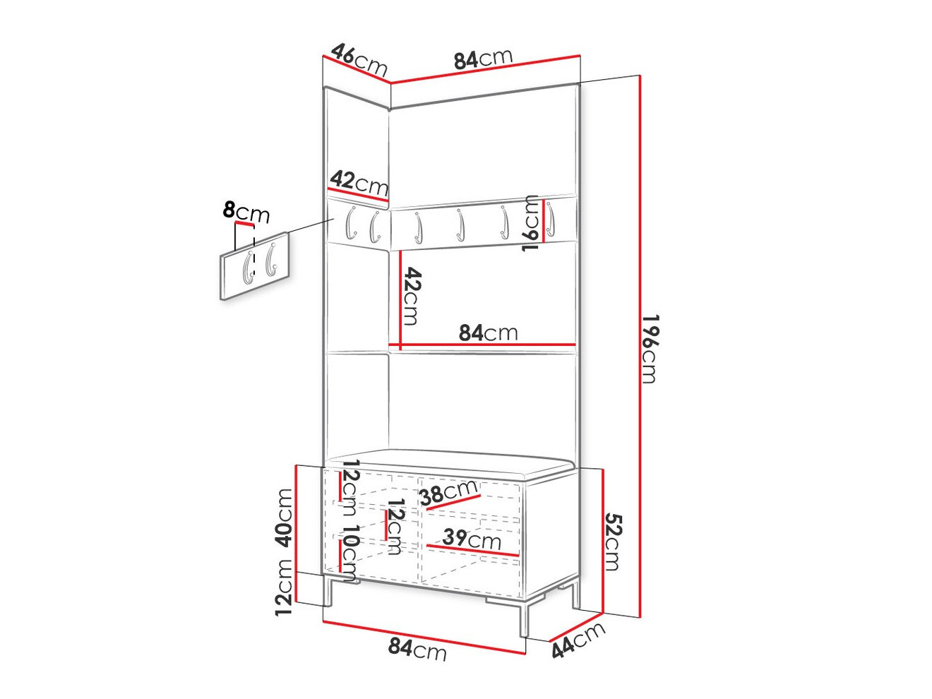 Set za hodnik Tivsoa 103 (Belo)
