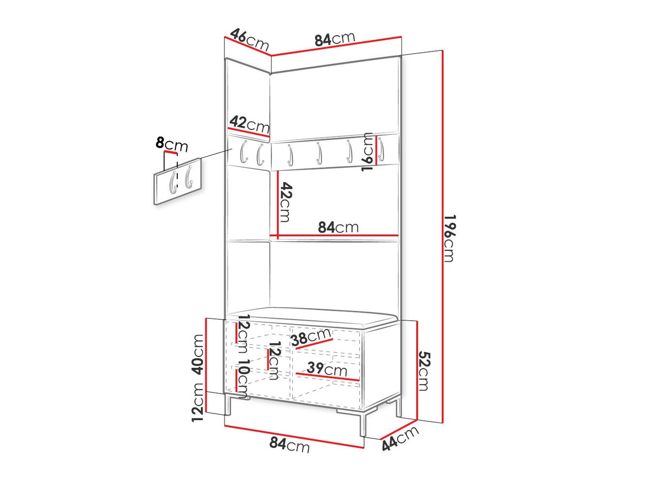 Set za hodnik Tivsoa 103 (Belo)