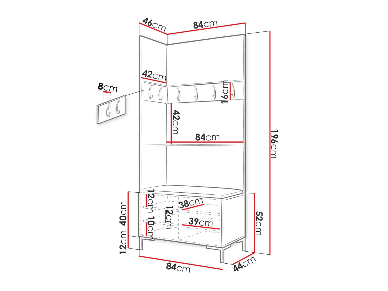 Set za hodnik Tivsoa 103 (Craft hrast)
