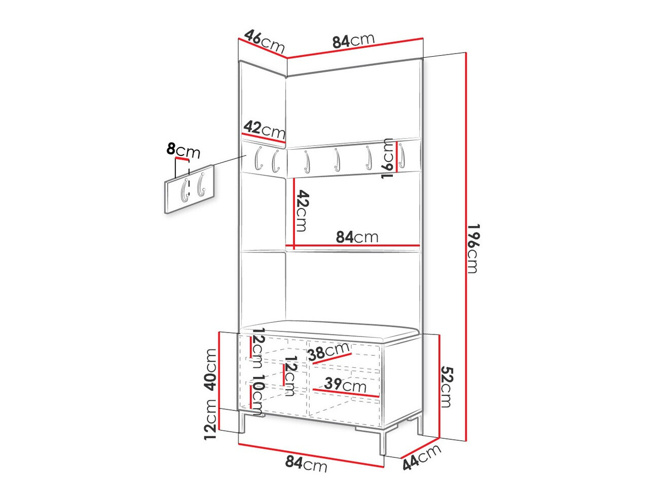 Set za hodnik Tivsoa 103 (Craft hrast)