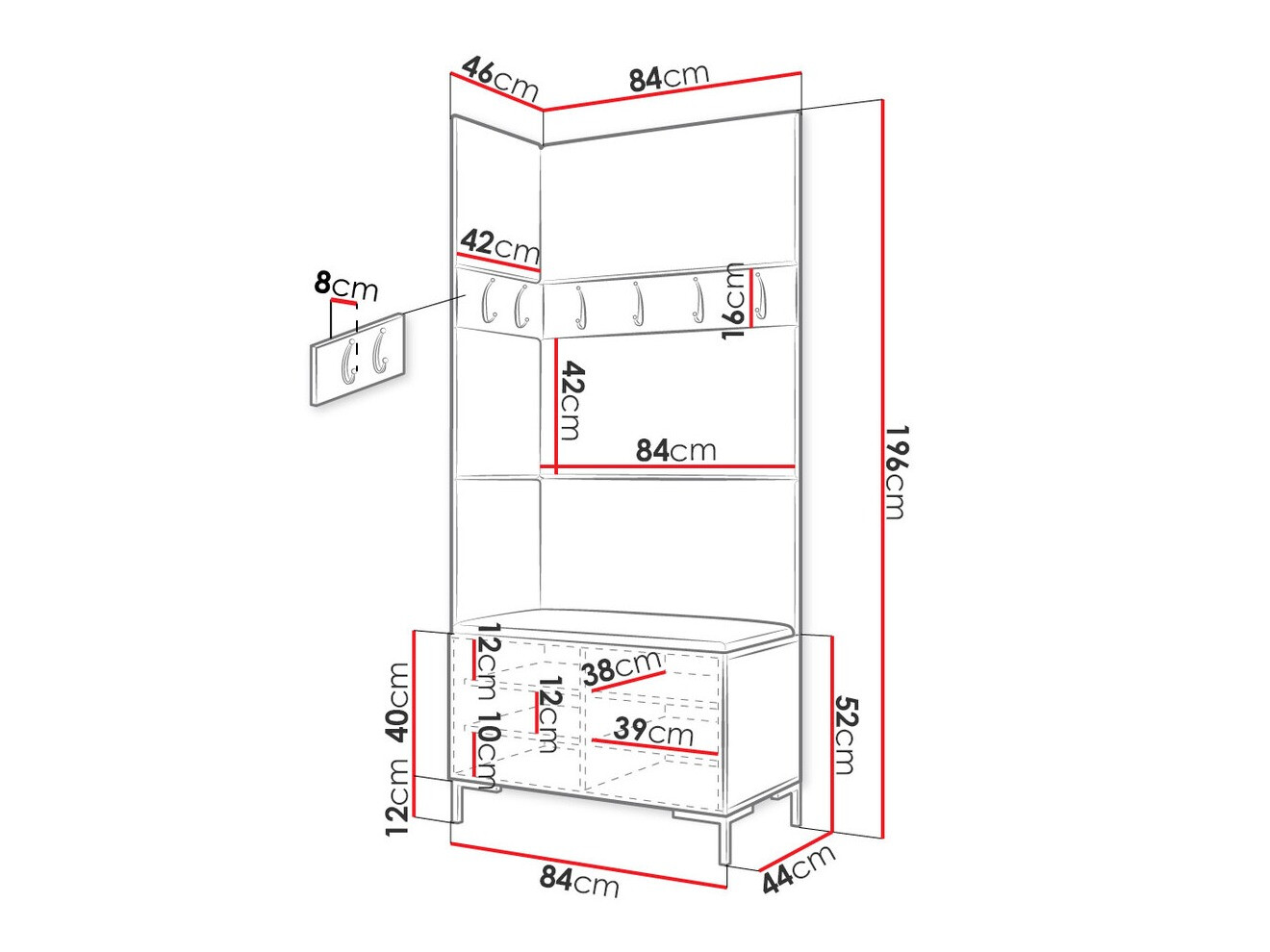 Set za hodnik Tivsoa 103 (Craft hrast)