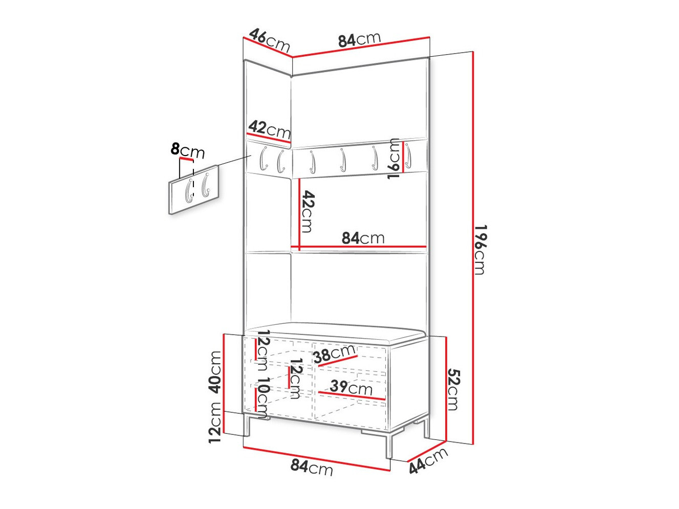 Set za hodnik Tivsoa 103 (Craft hrast)