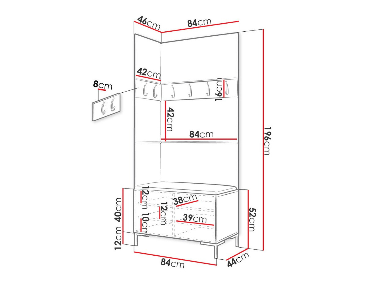 Set za hodnik Tivsoa 103 (Craft hrast)