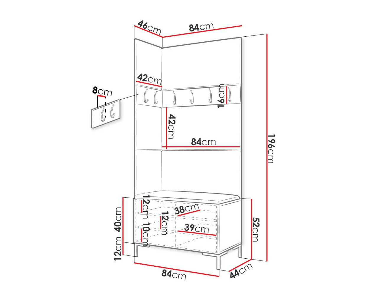 Set za hodnik Tivsoa 103 (Craft hrast)