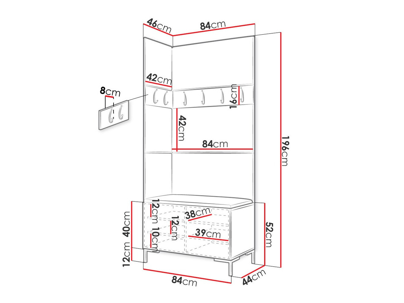 Set za hodnik Tivsoa 103 (Craft hrast)