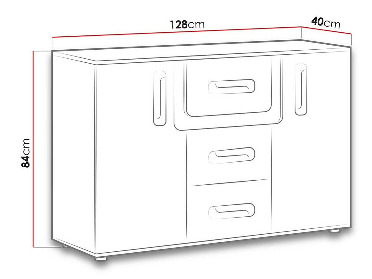 Komoda Levtala 107 (Antracit + Belo + Ružičasta)