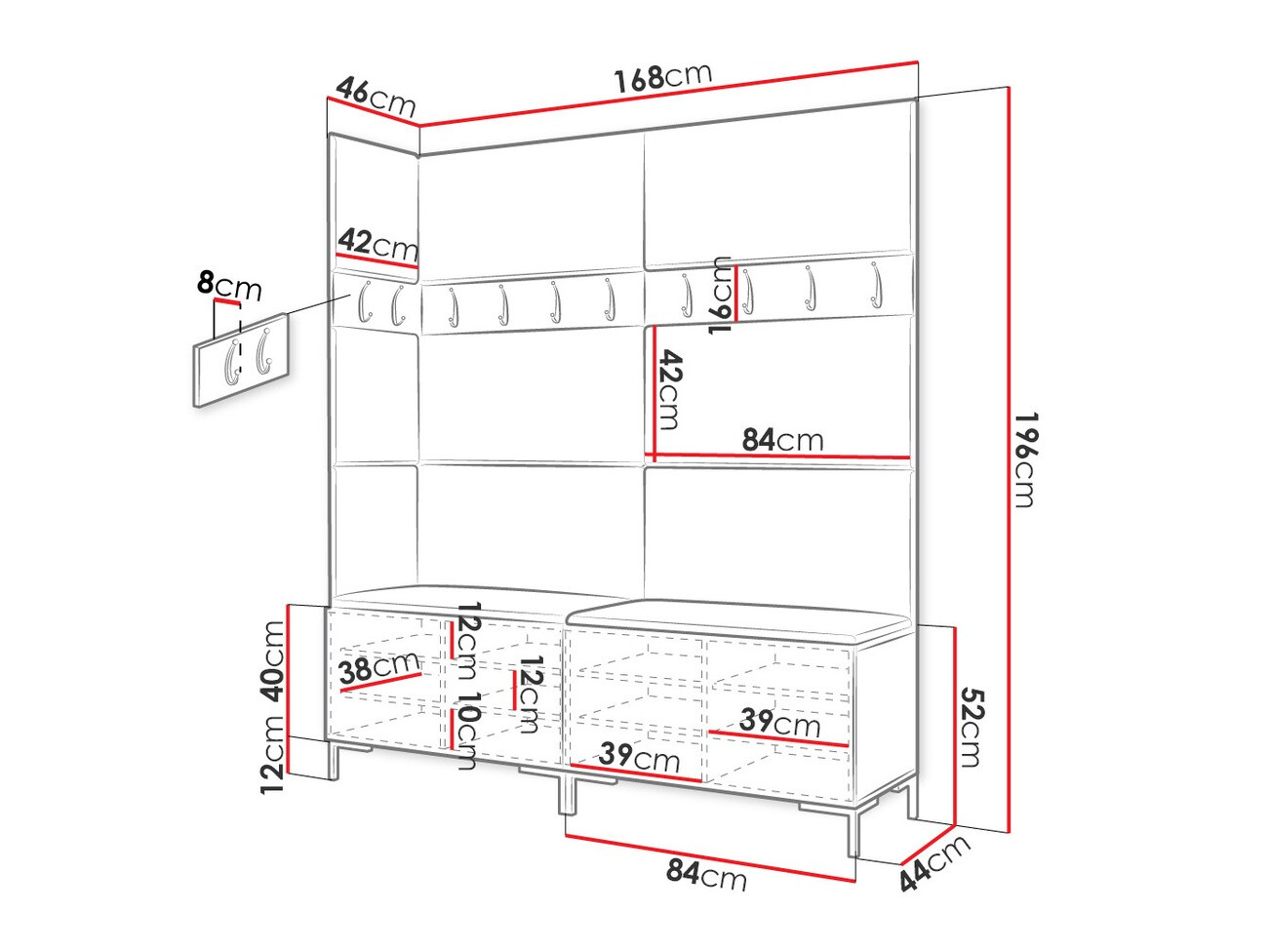 Set za hodnik Tivsoa 104 (Eko koža Soft 017)