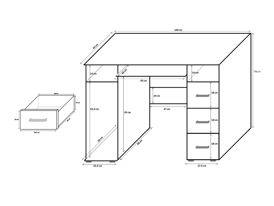 Kancelarijski sto Cirevau 129 (Belo)