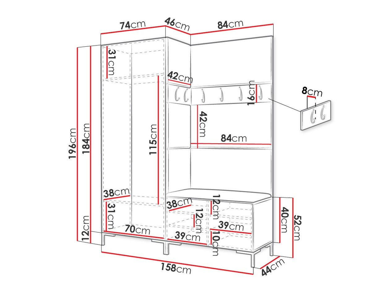 Set za hodnik Tivsoa 107 (Eko koža Soft 017)