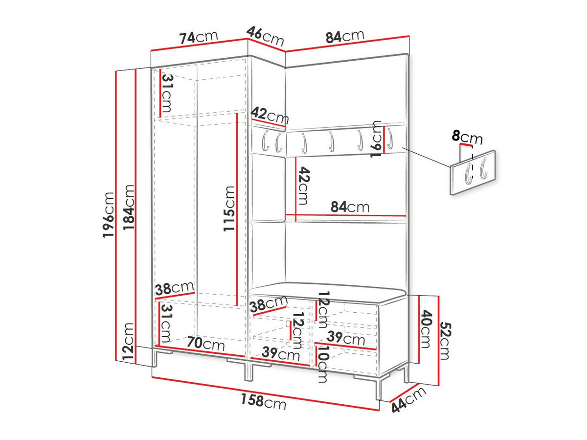 Set za hodnik Tivsoa 107 (Eko koža Soft 011)