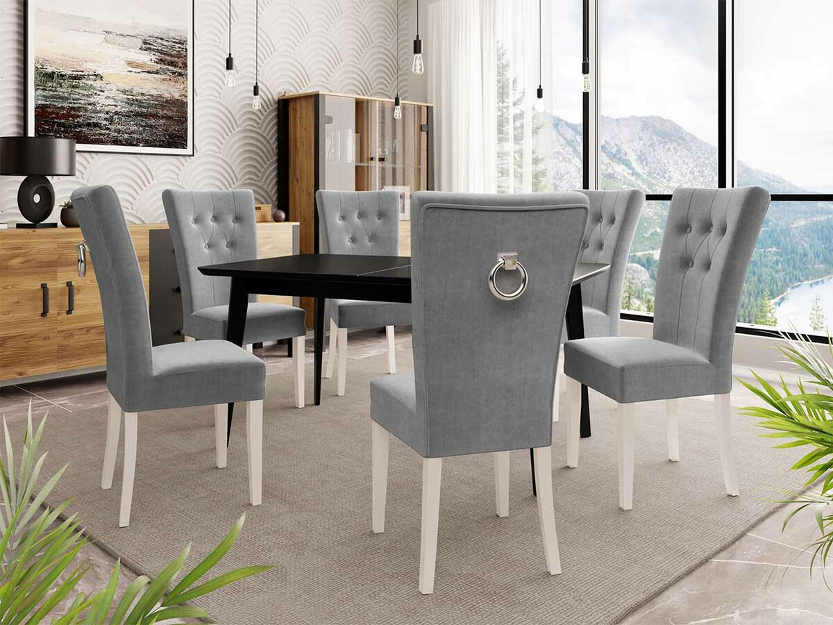 Trpezarijski set Racine 144 (Belo + Magic Velvet 2217)