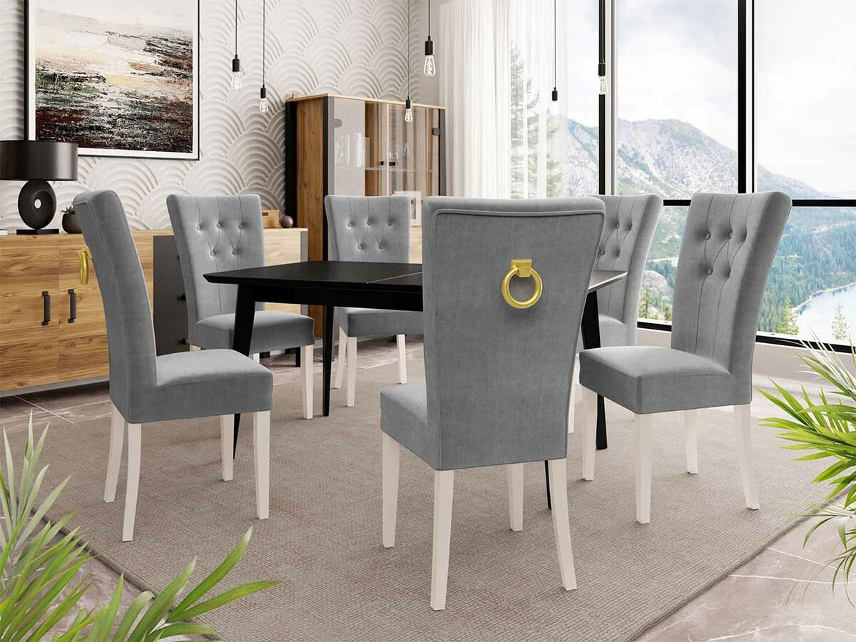 Trpezarijski set Racine 144 (Belo + Magic Velvet 2217)