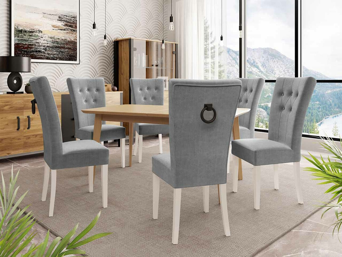 Trpezarijski set Racine 144 (Belo + Magic Velvet 2217)