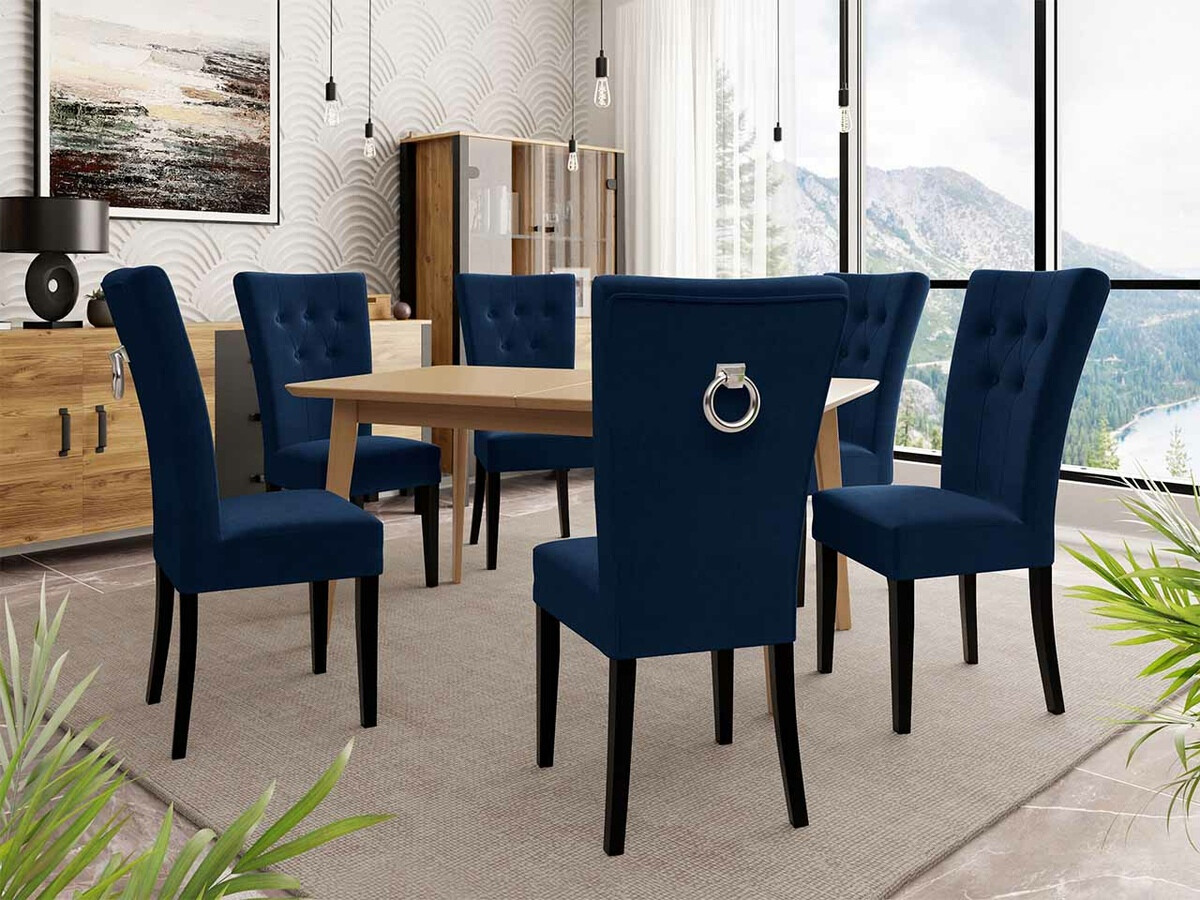 Trpezarijski set Racine 144 (Crno + Magic Velvet 2216)