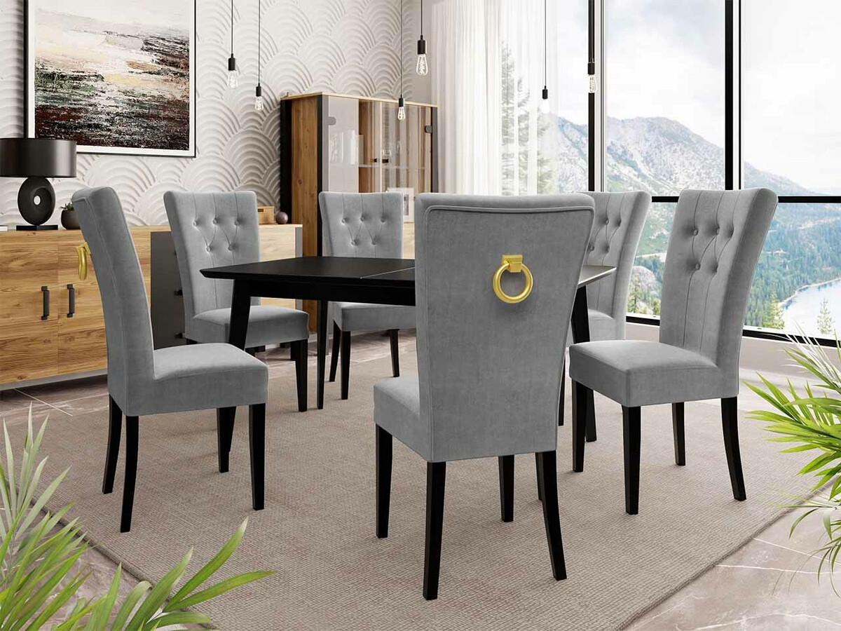 Trpezarijski set Racine 144 (Crno + Magic Velvet 2217)