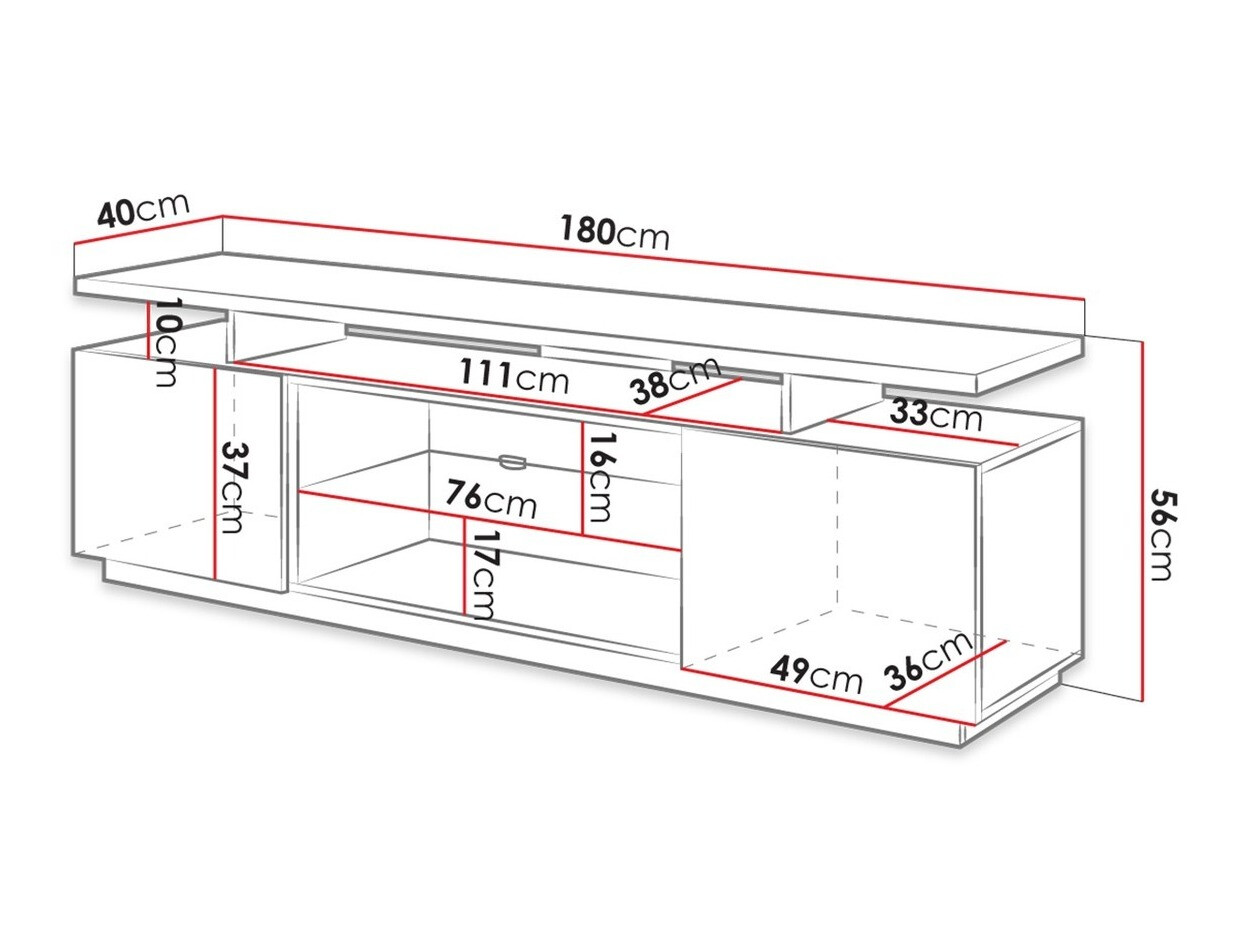 TV komoda Figura (Belo + Sjajno belo)