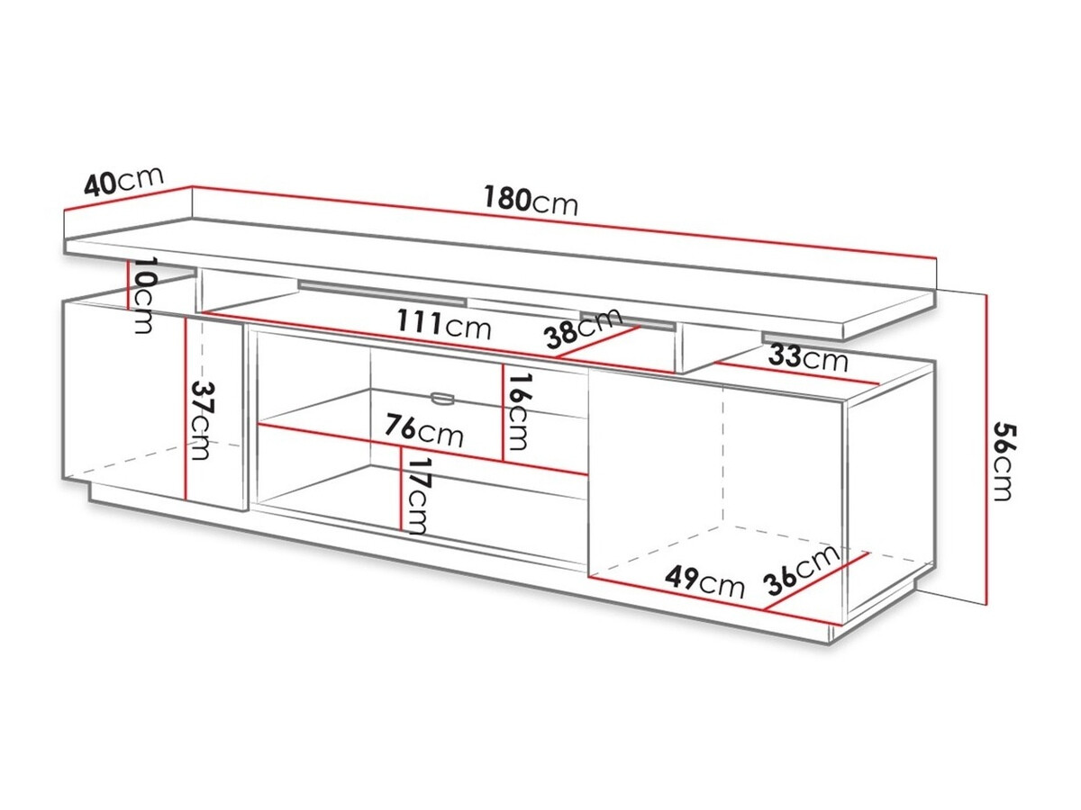 TV sto Charlotte 138 (Crno + Crna visoki sjaj)