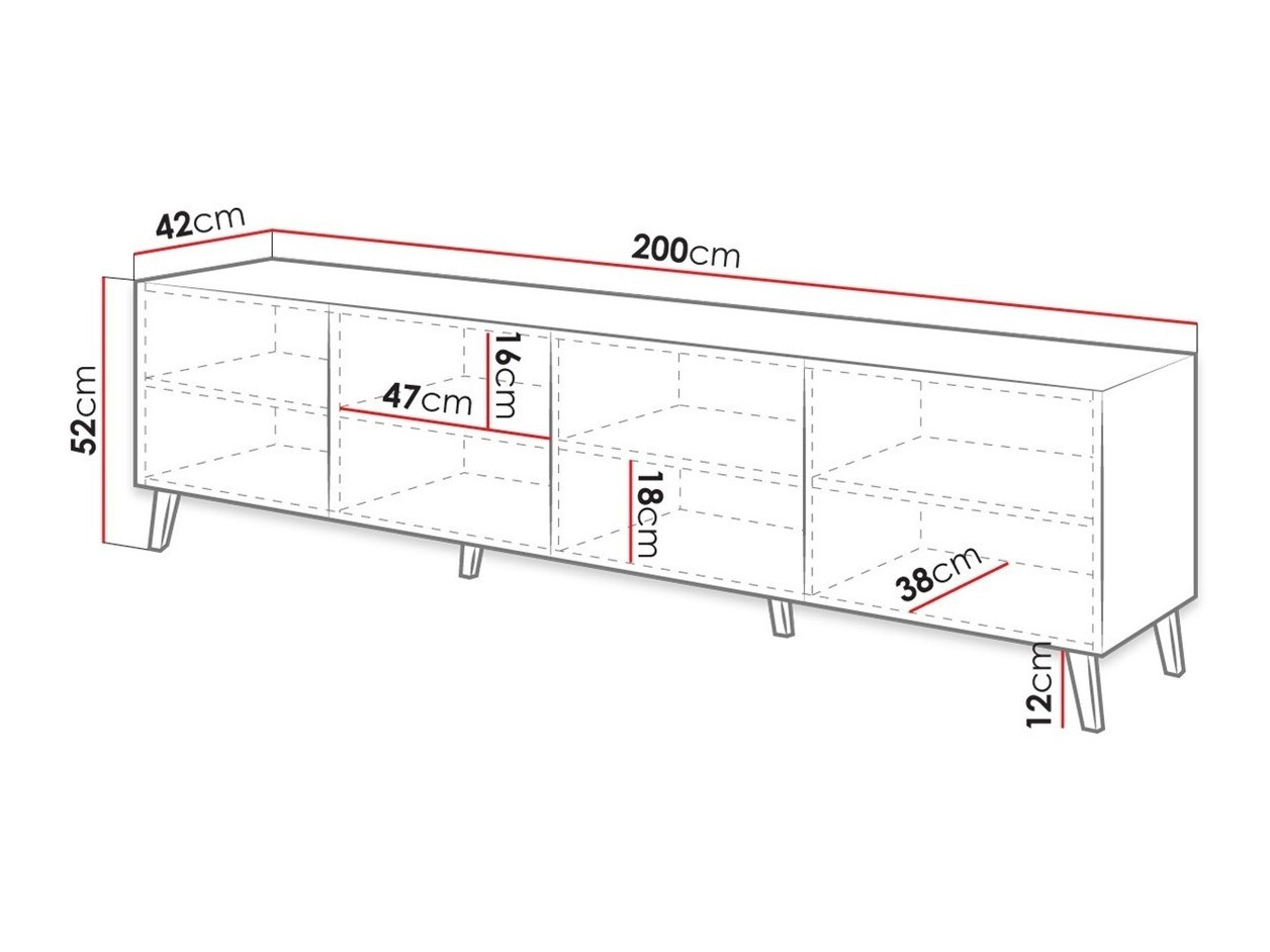 TV sto Charlotte 145 (Belo + Sjajno belo)
