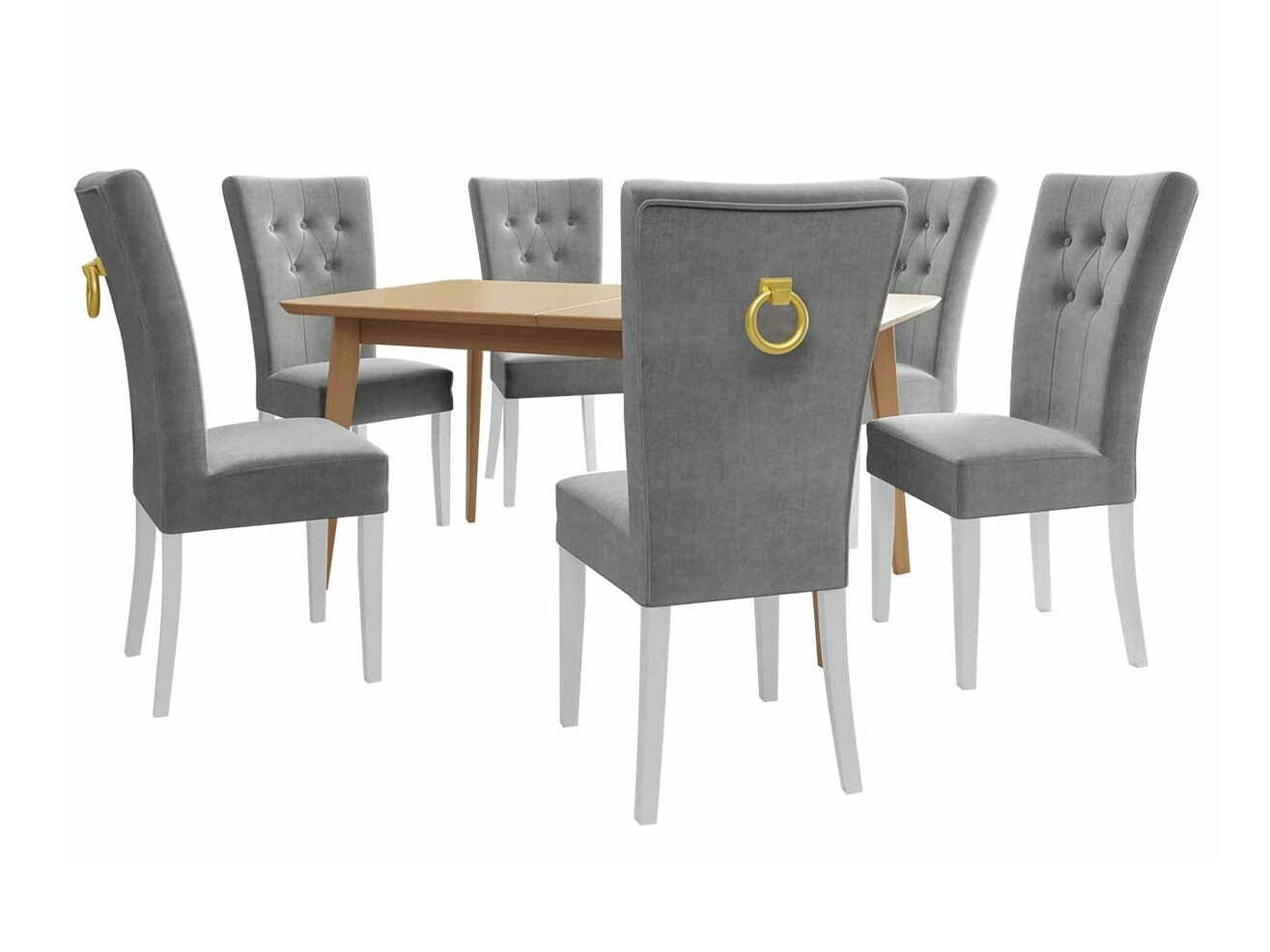 Trpezarijski set Racine 144 (Belo + Magic Velvet 2217)