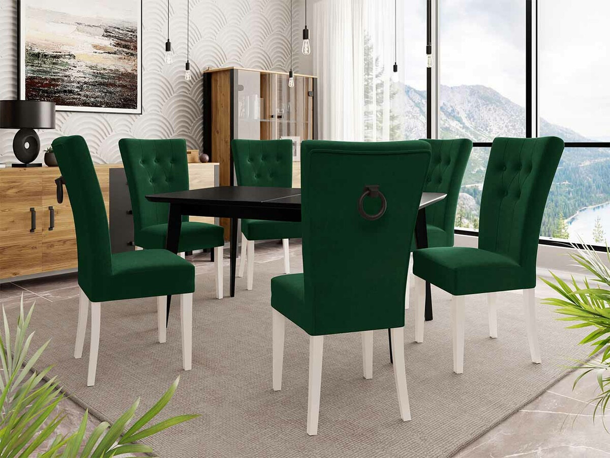 Trpezarijski set Racine 144 (Belo + Magic Velvet 2225)