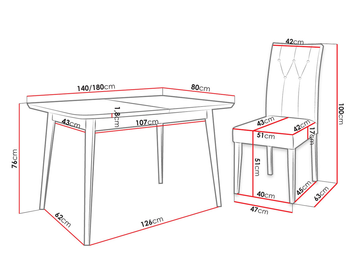 Trpezarijski set Racine 144 (Belo + Magic Velvet 2225)