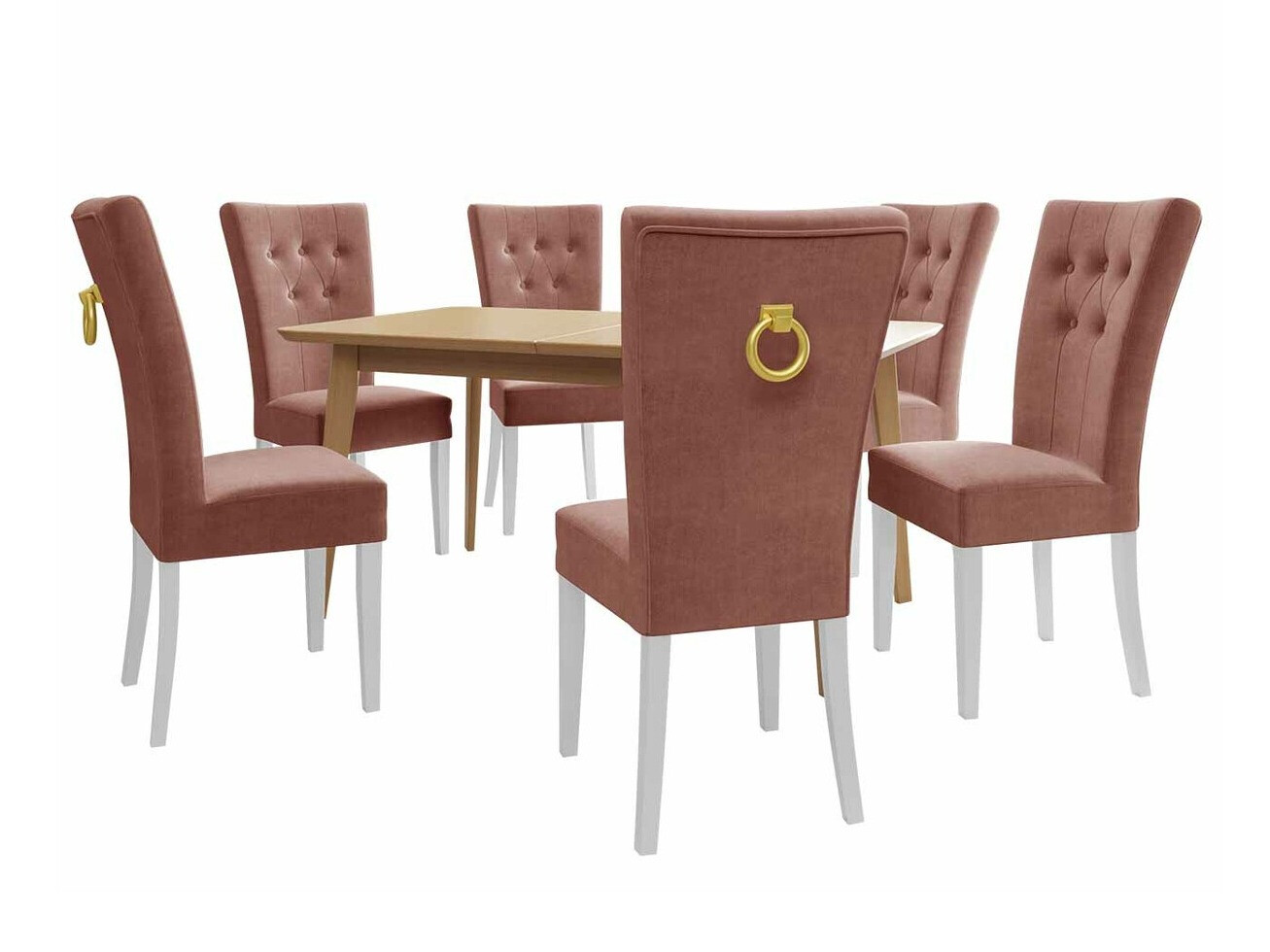 Trpezarijski set Racine 144 (Belo + Magic Velvet 2258)