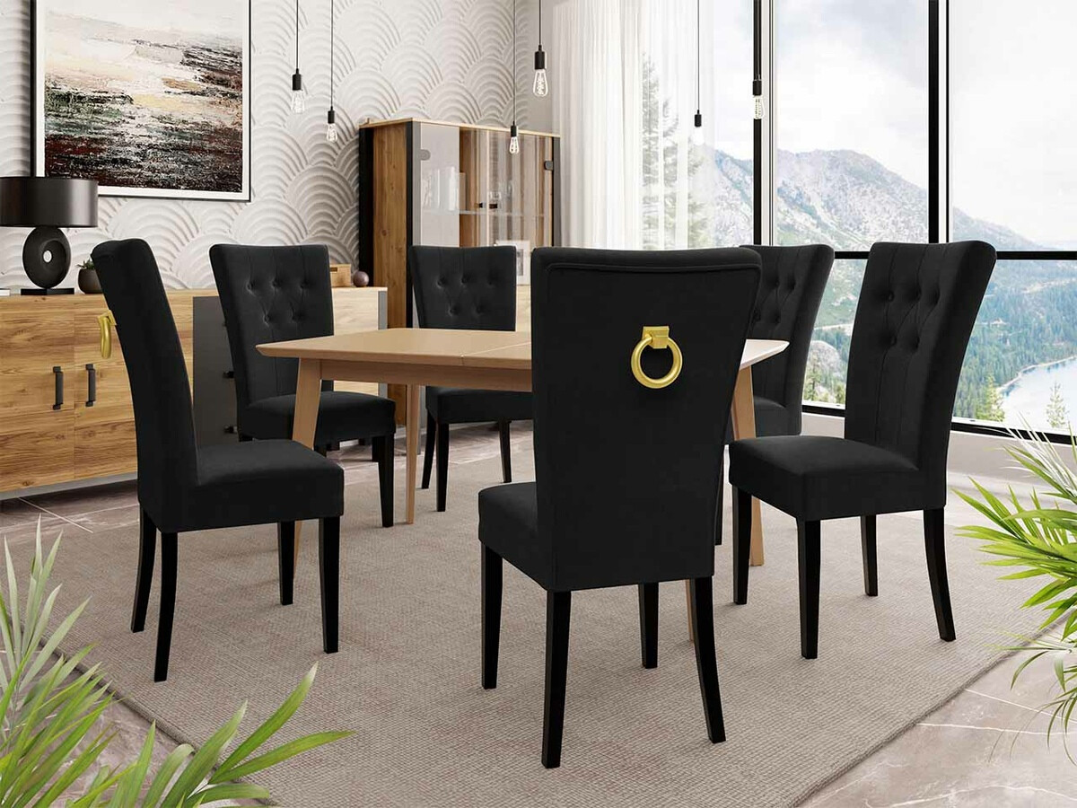 Trpezarijski set Racine 144 (Crno + Magic Velvet 2219)