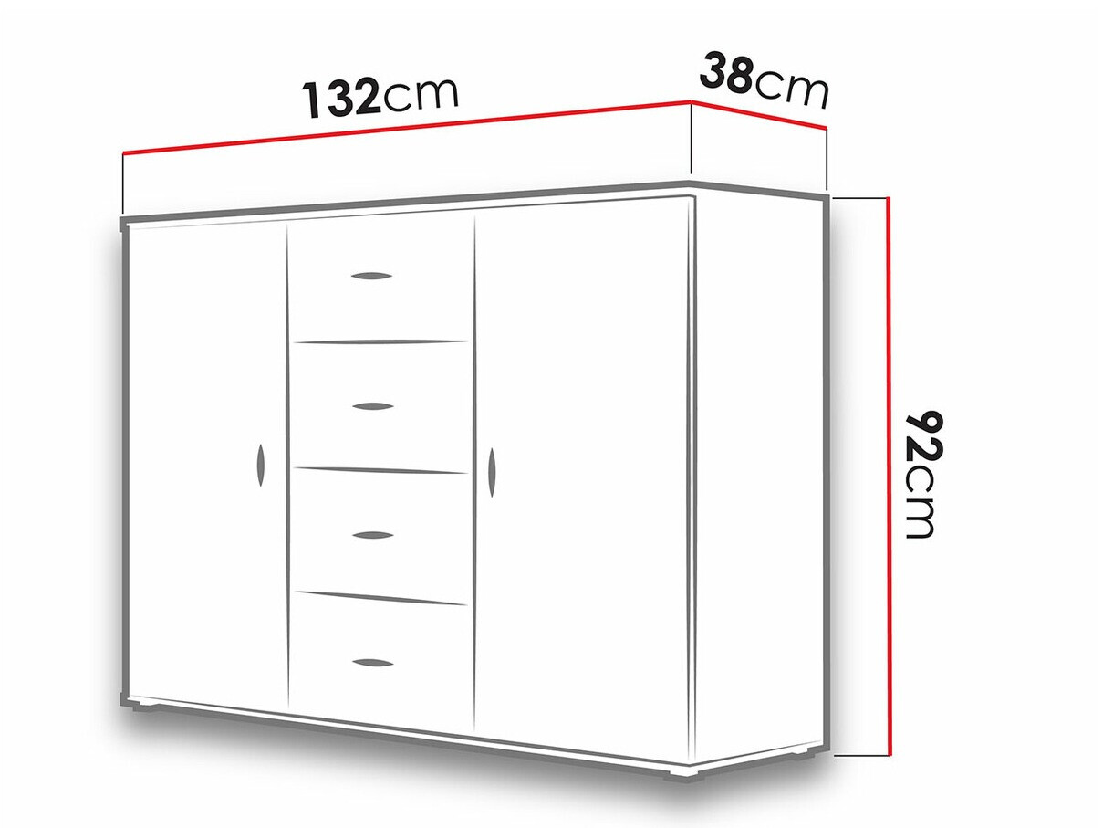 Komoda Charlotte 118 (Belo + Sjajno belo)