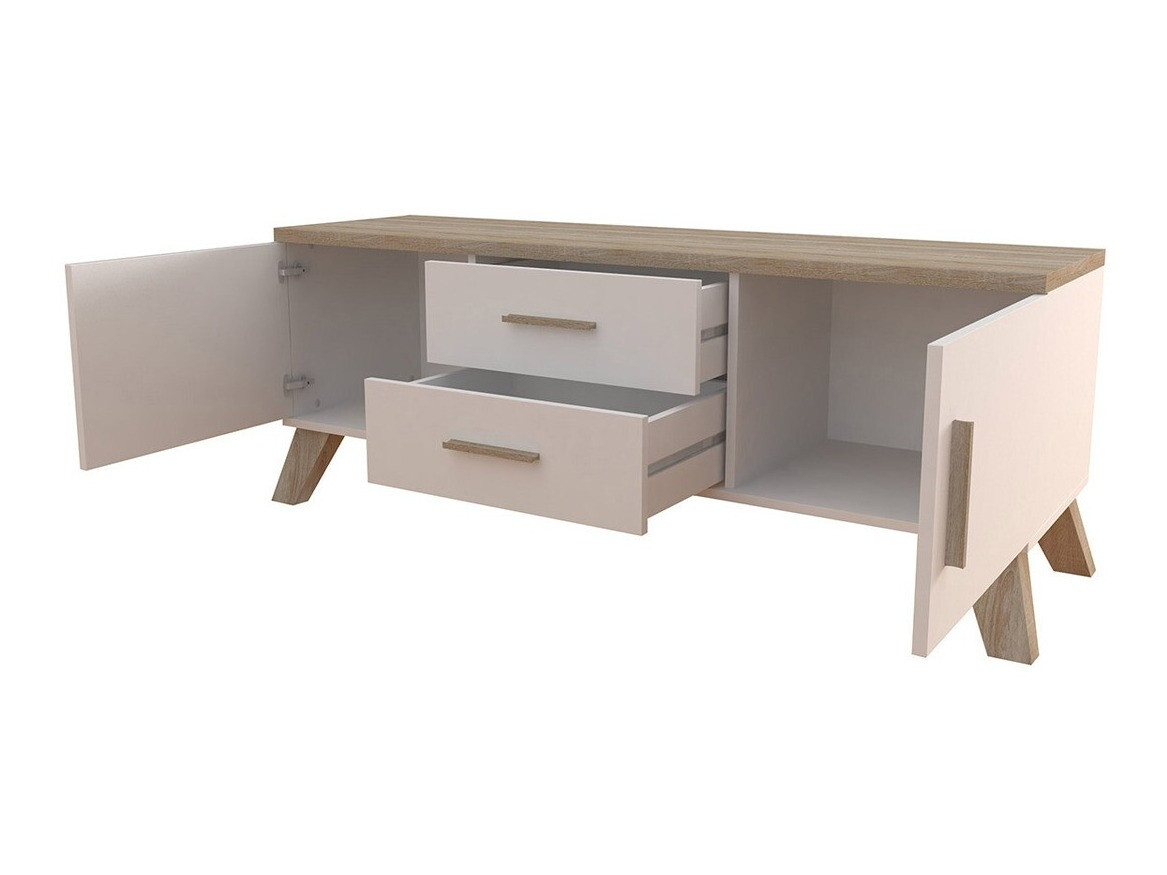 TV komoda Larfloi 103 (Hrast Votan + Crno)