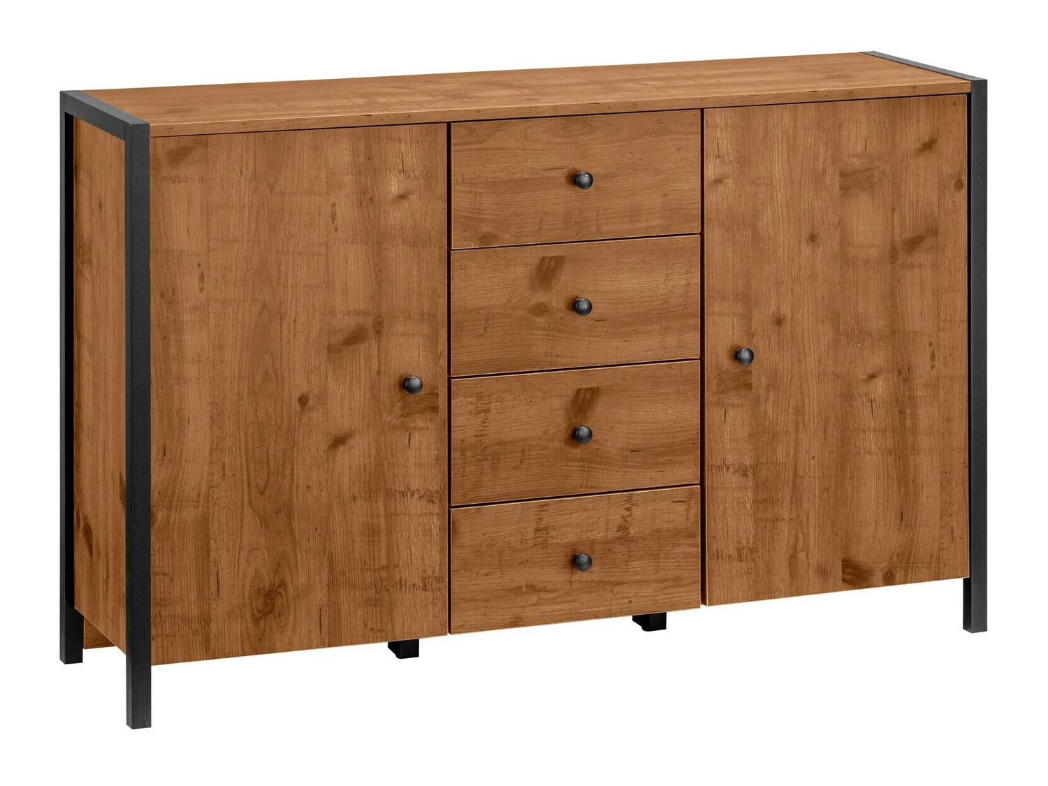 Komoda Larnovo 103 (Tamni hrast + Crno)