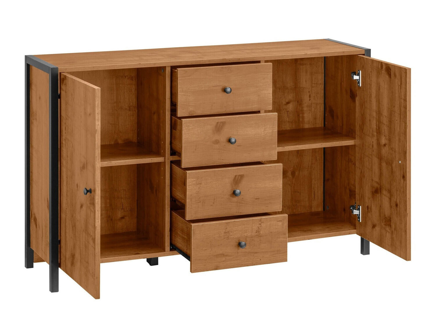 Komoda Larnovo 103 (Tamni hrast + Crno)
