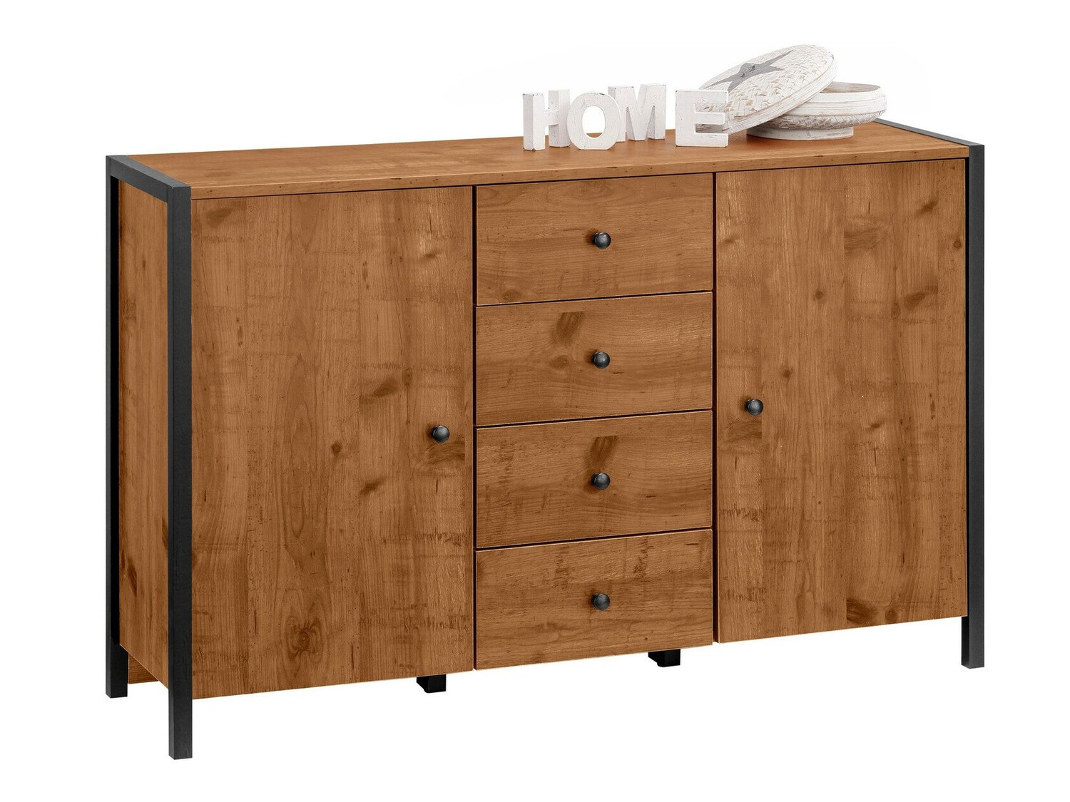 Komoda Larnovo 103 (Tamni hrast + Crno)