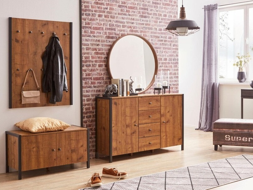 Komoda Larnovo 103 (Tamni hrast + Crno)
