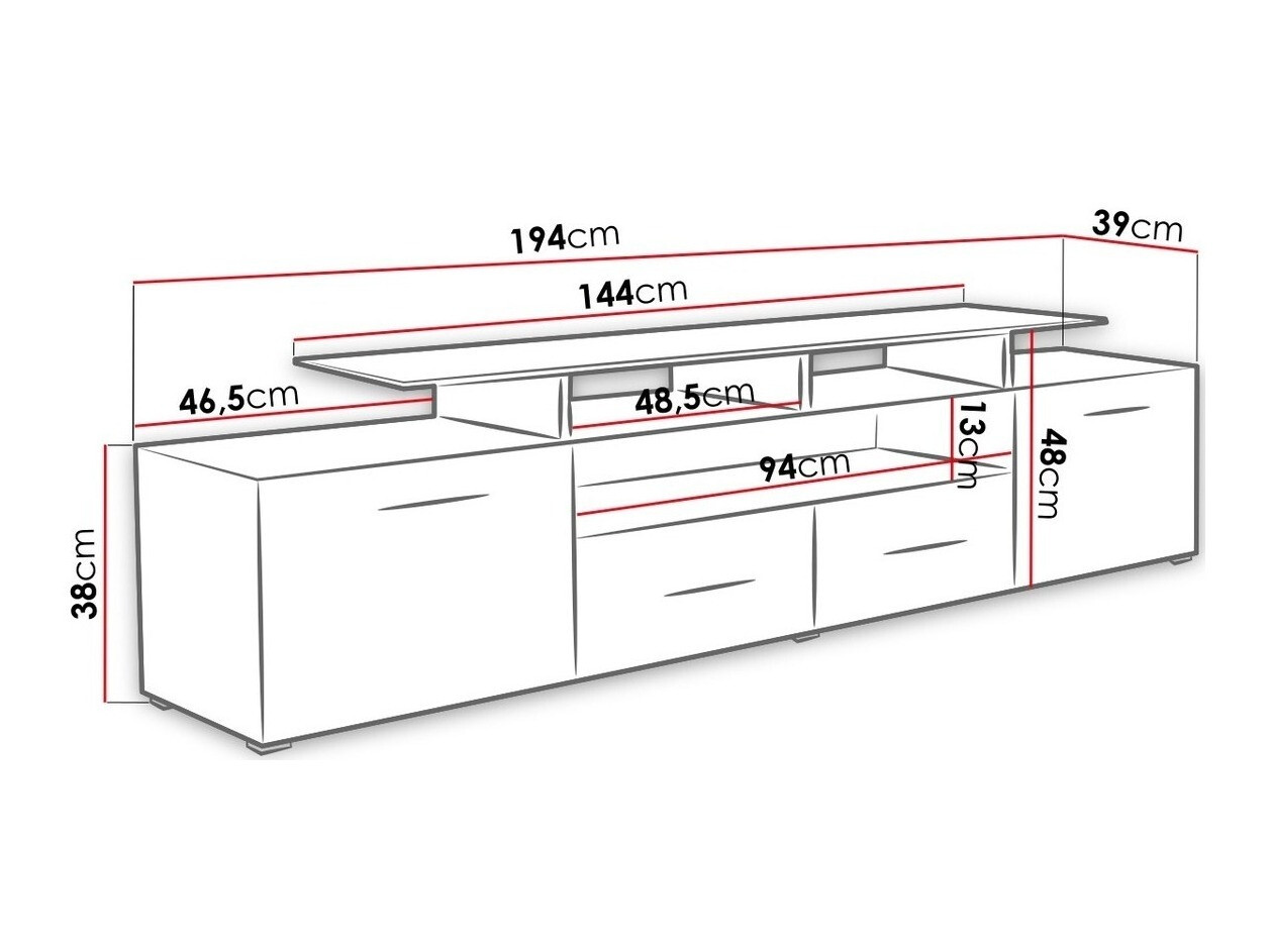 TV komoda Charlotte 117 (Belo + Sjajno belo)