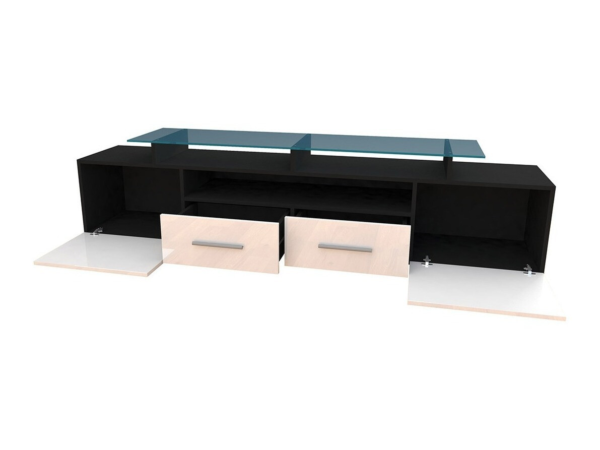 TV komoda Charlotte 117 (Crno + Sjajno crna)