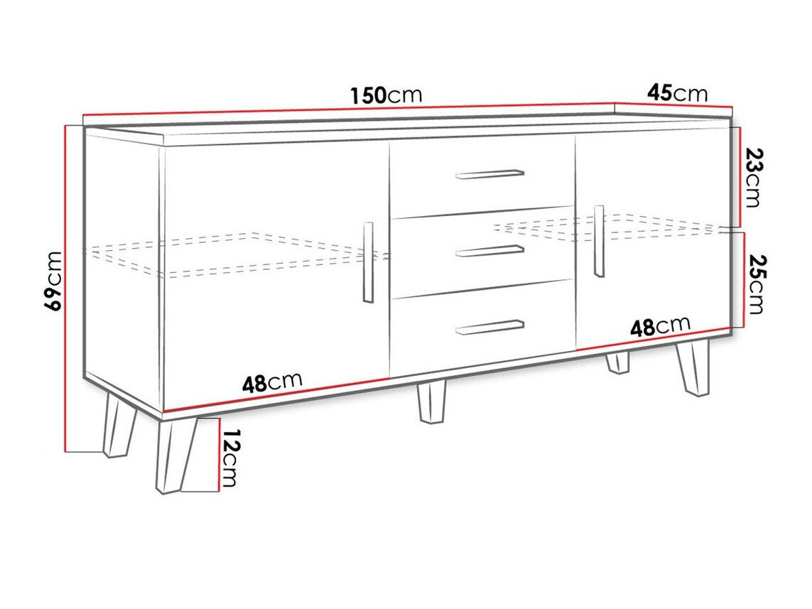 TV komoda Larfloi 107 (Hrast Votan + Crno)