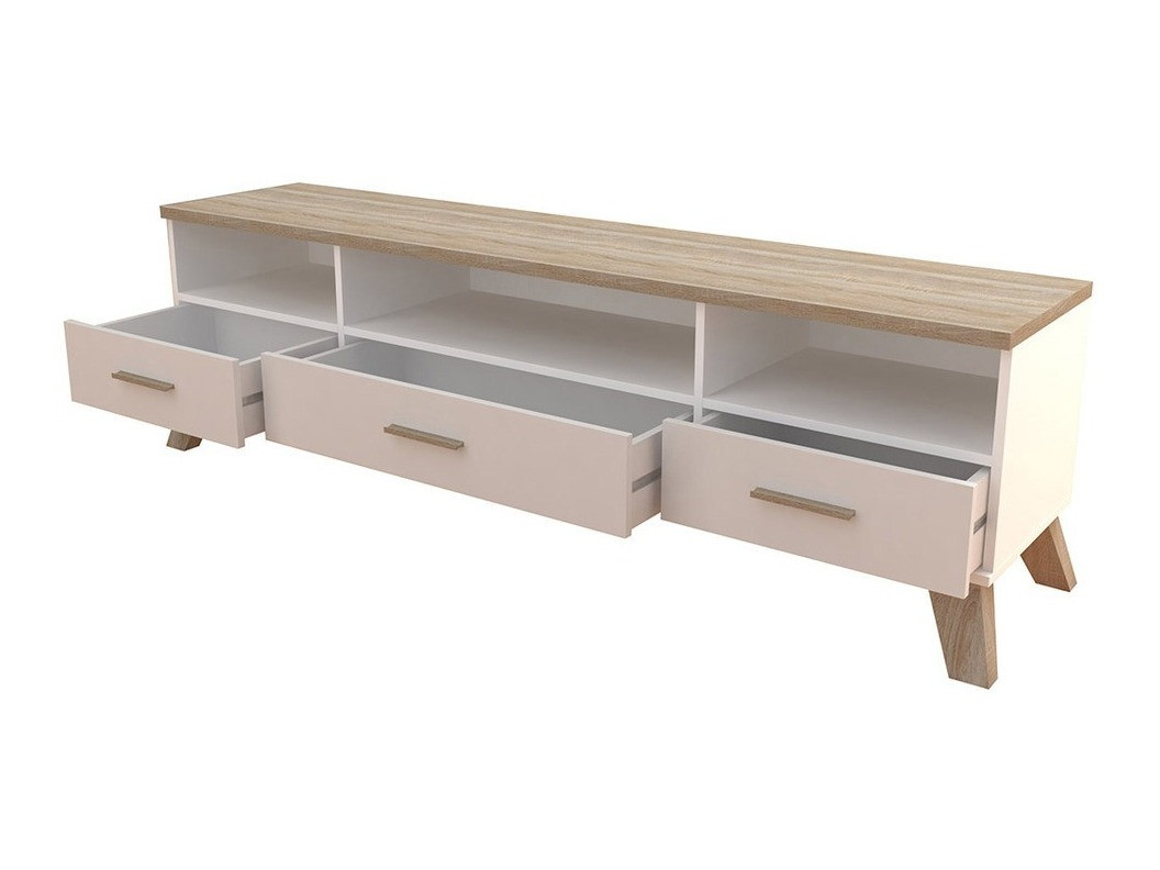 TV komoda Larfloi 109 (Belo + Sonoma hrast)