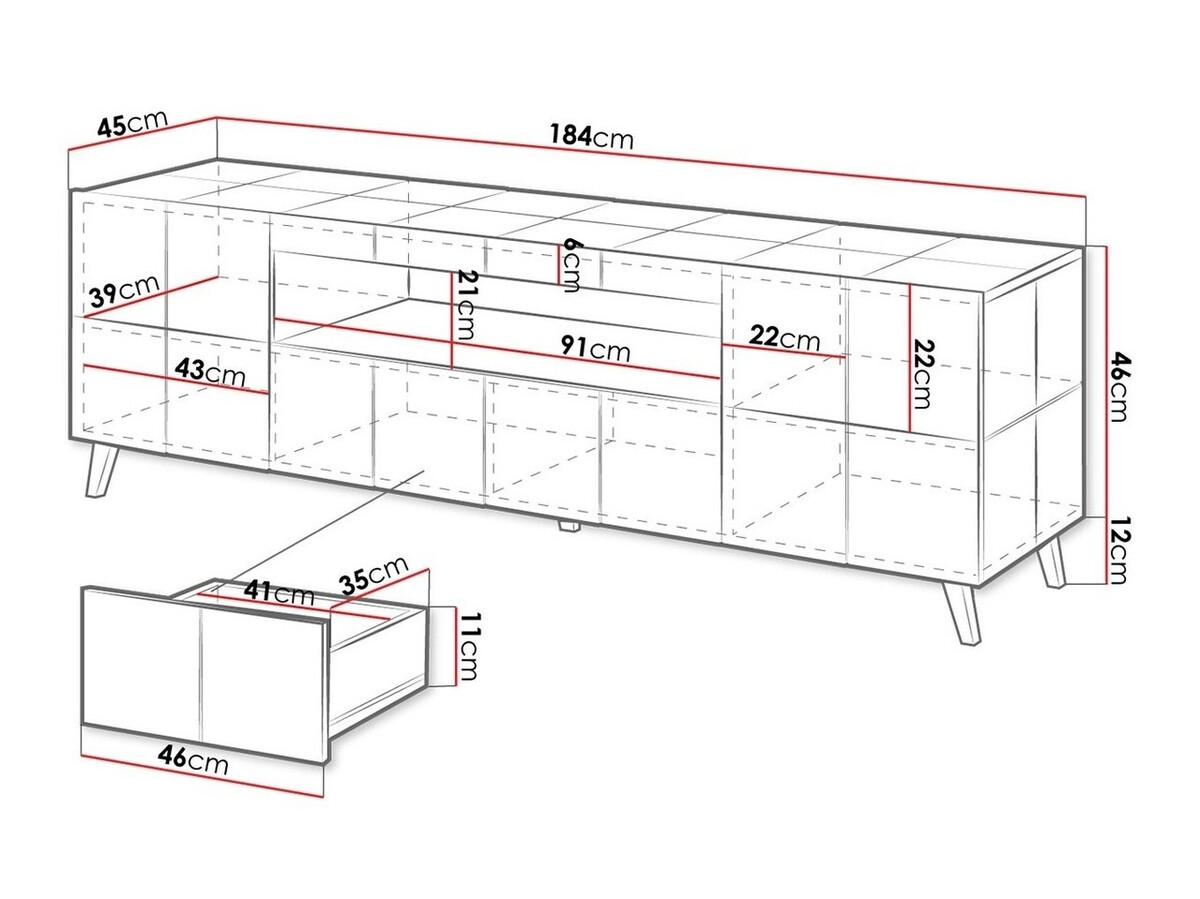 TV sto Charlotte 131 (Crna visoki sjaj)