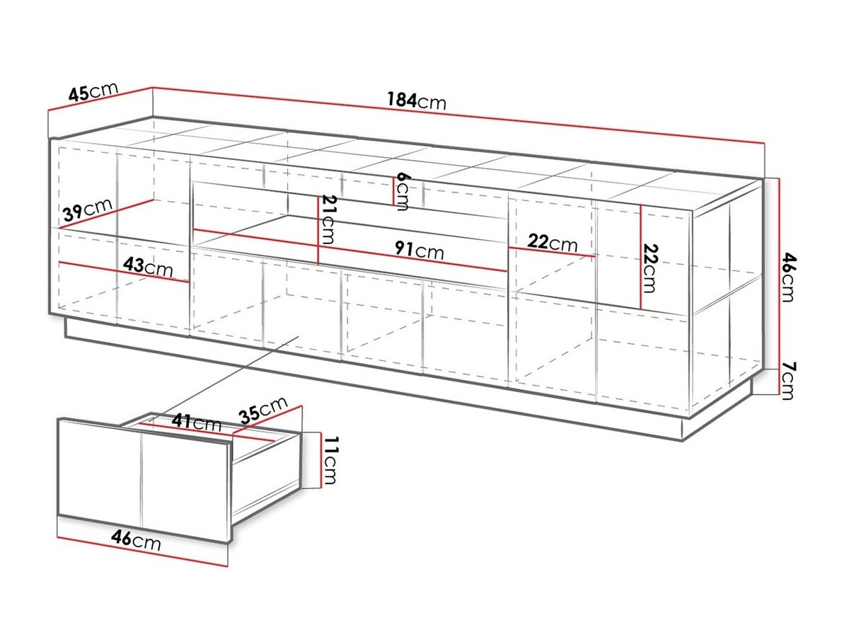 TV sto Charlotte 131 (Crna visoki sjaj)