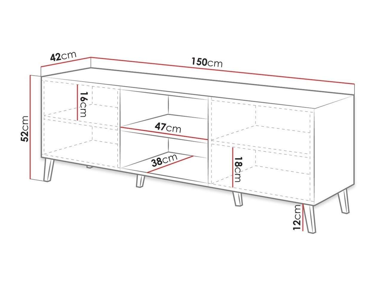 TV sto Charlotte 144 (Belo + Sjajno belo)
